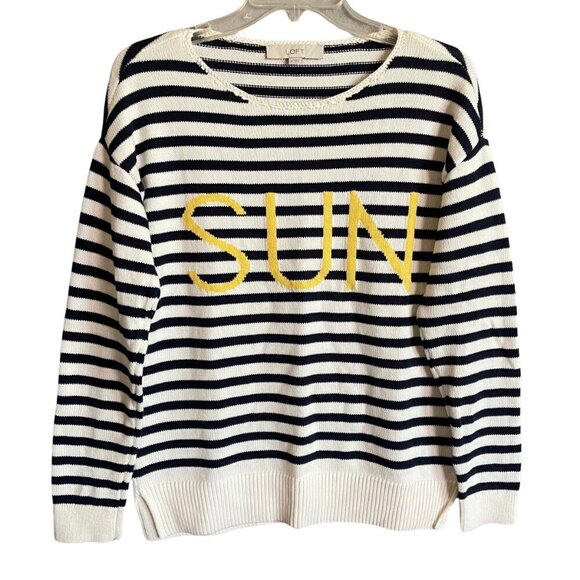 LOFT Sweaters - LOFT Blue and White Striped Sweater Women's Size S